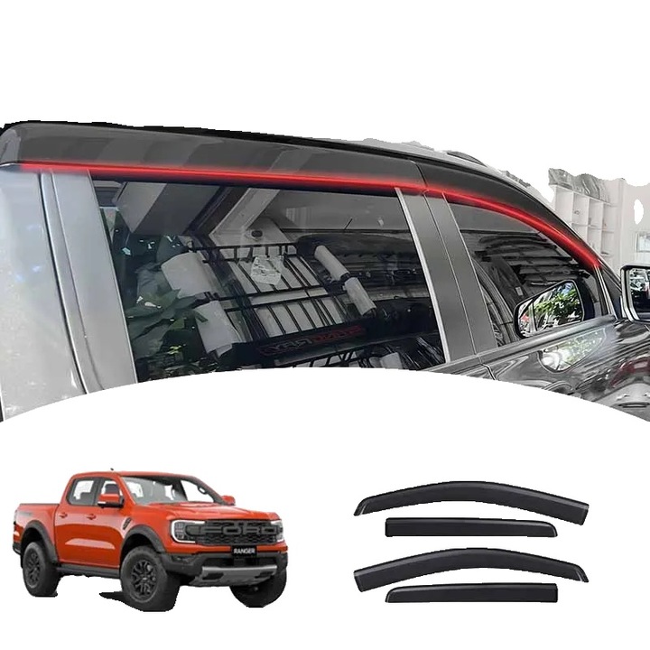 Комплект от 4 автомобилни сенници, за Ford Ranger Raptor 2022 2023+, прозрачни, аеродинамичен дизайн