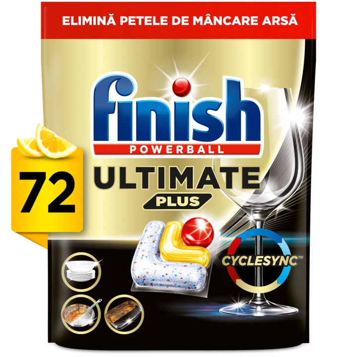 Finish Ultimate Plus Lemon mosogatógép kapszula mosogatószer, 72 mosás
