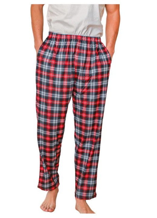 Férfi pizsamanadrág, poliészter, piros/szürke, Piros/Szürke