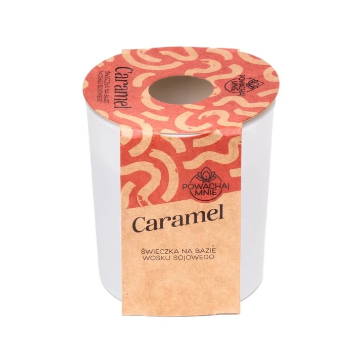 Натурална свещ Павончела, аромат карамел, 130мл, бял, 29ч горене