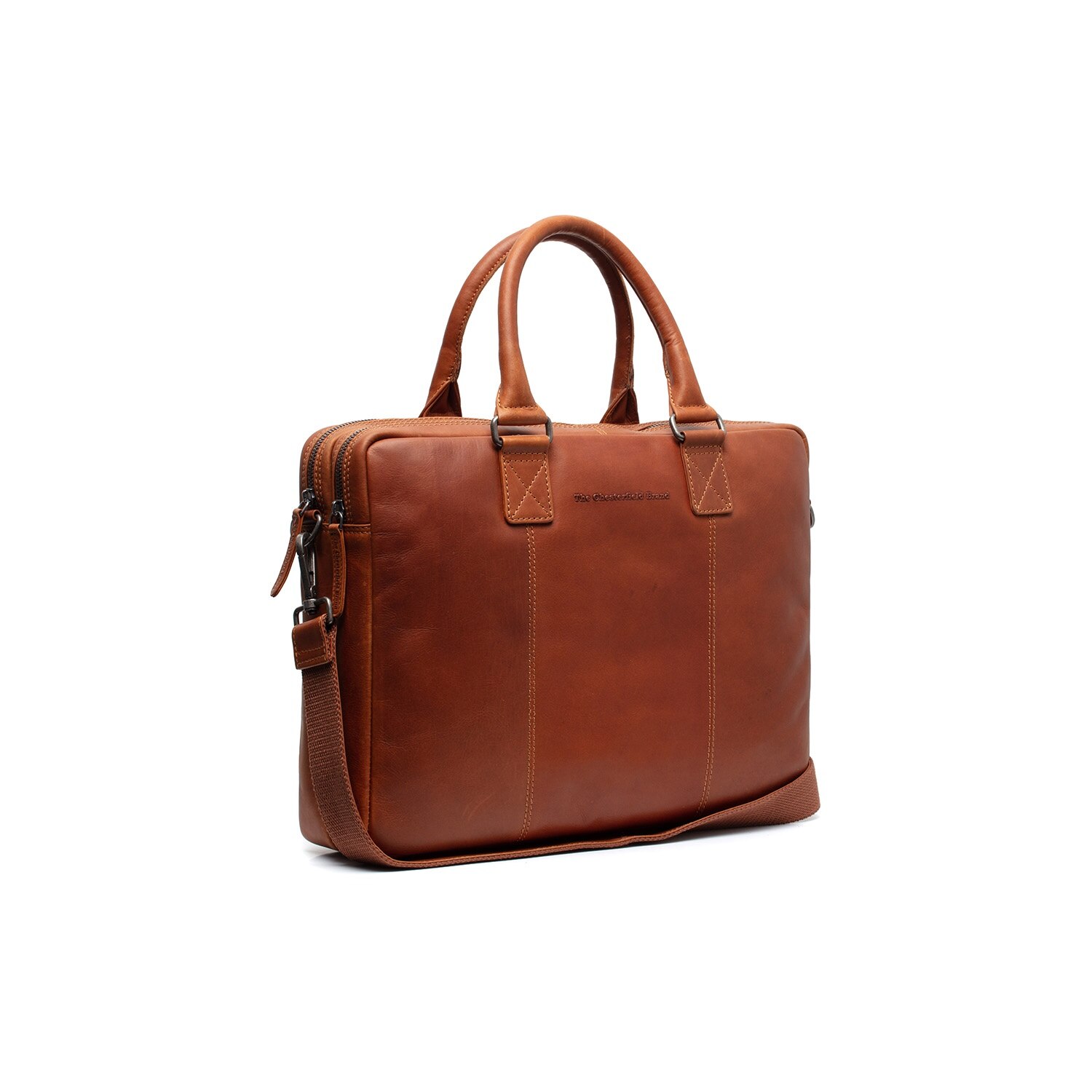 Geanta pentru laptop 15 inch, piele naturala, The Chesterfield Brand, Fabian, Maro coniac