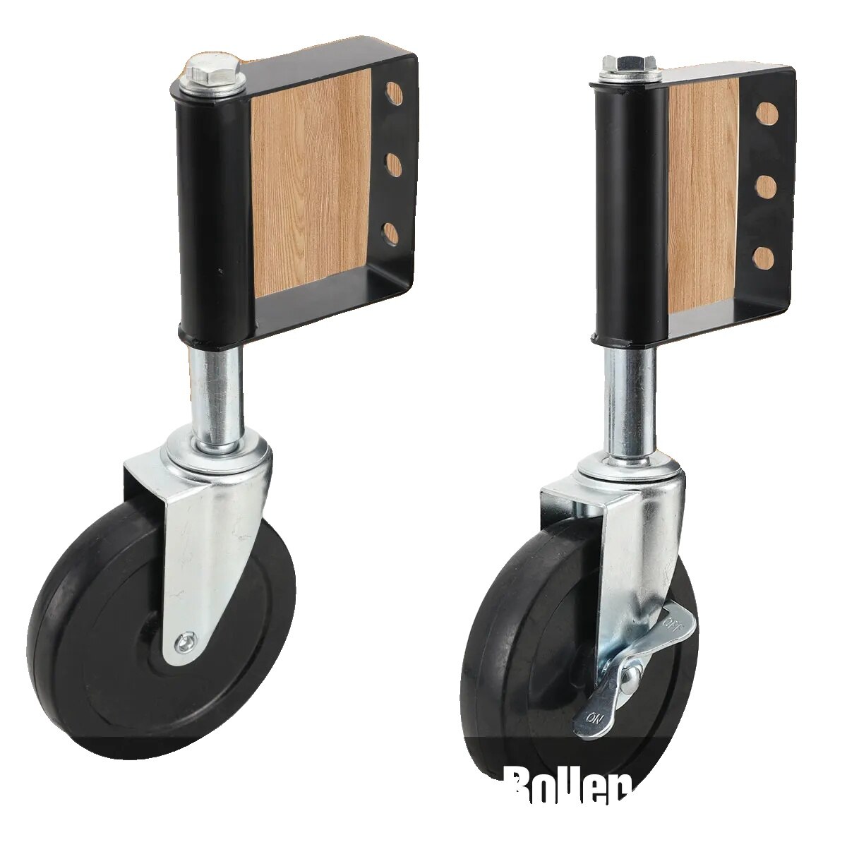 Roti pentru poarta, set 2 buc, 360 grade rotire, cauciuc si otel, capacitate 160kg, diametru 5 inch, culoare negru