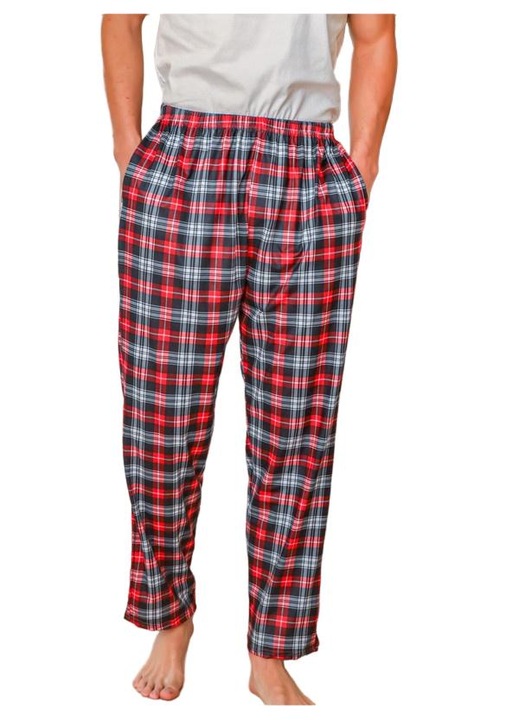 Férfi pizsamanadrág, poliészter, piros/szürke, Piros/Szürke