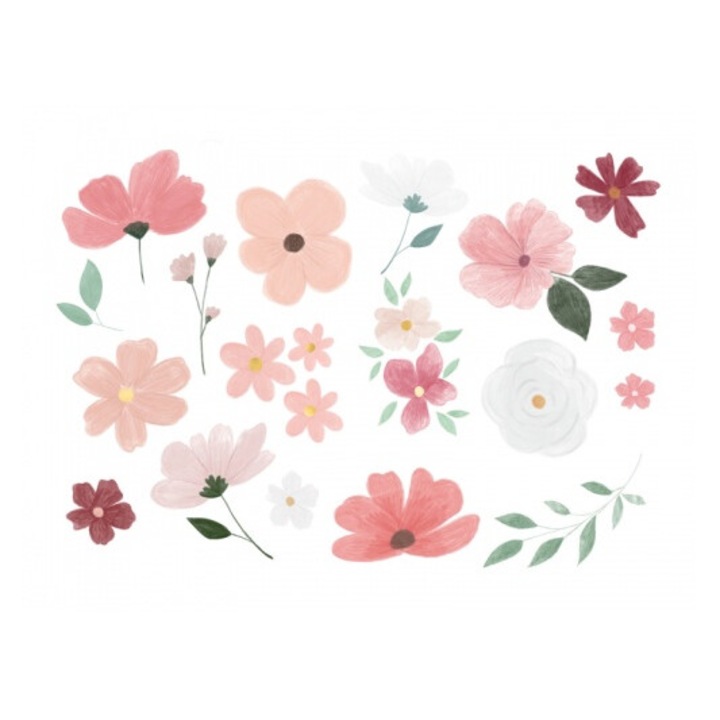 Tatuaje temporare PartyDeco, flori, mix de modele si culori, set 18 bucati