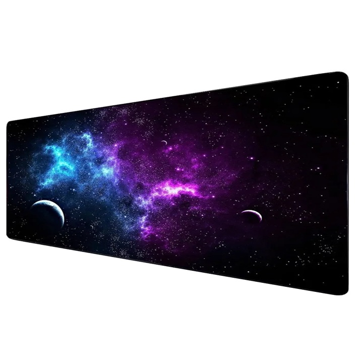 VarioShop® gaming egérpad, galaxy modell, rugalmas, tapadásmentes, nedvességálló anyagból, mérete 90 x 40 cm, többszínű