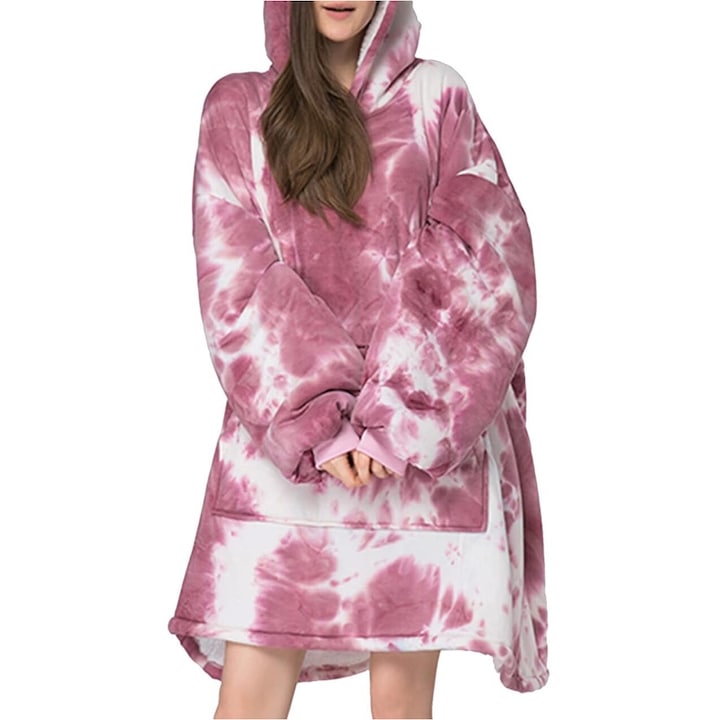 Hanorac Paturica cu Maneci, Gluga si Buzunar Cangur, Marime Universala, 3 Culori, Visiniu