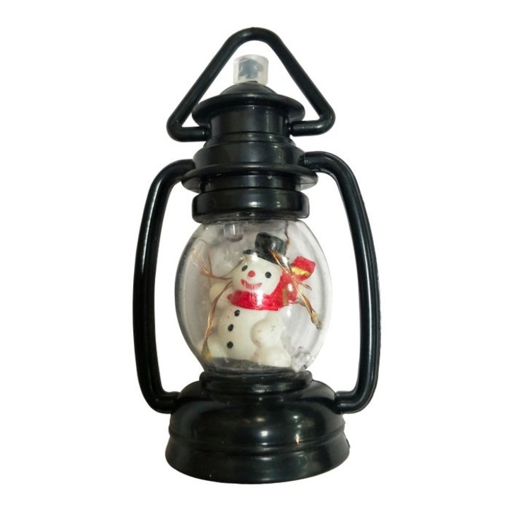 Antbro® karácsonyfa dísz lámpa típusú, hóemberes, fekete, 6 x 9.8 cm