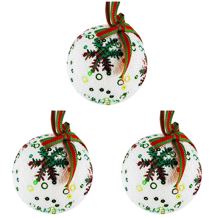 Globuri pom Craciun, 8 cm, 3 buc/set
