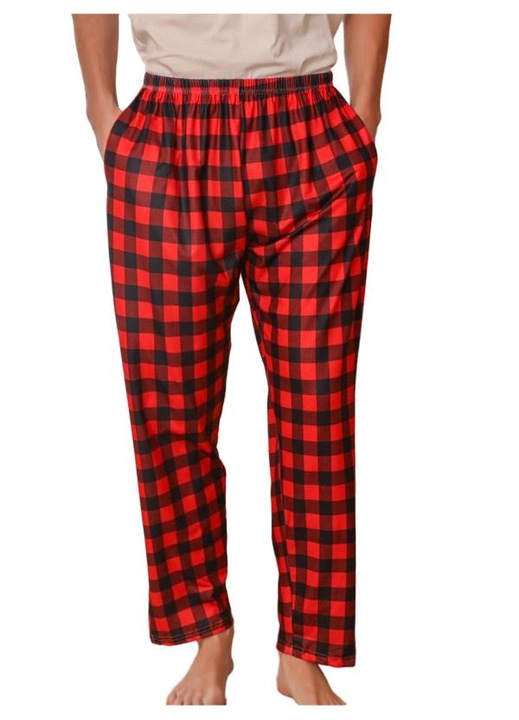 Férfi pizsamanadrág, poliészter, alkalmi, piros/fekete, Piros