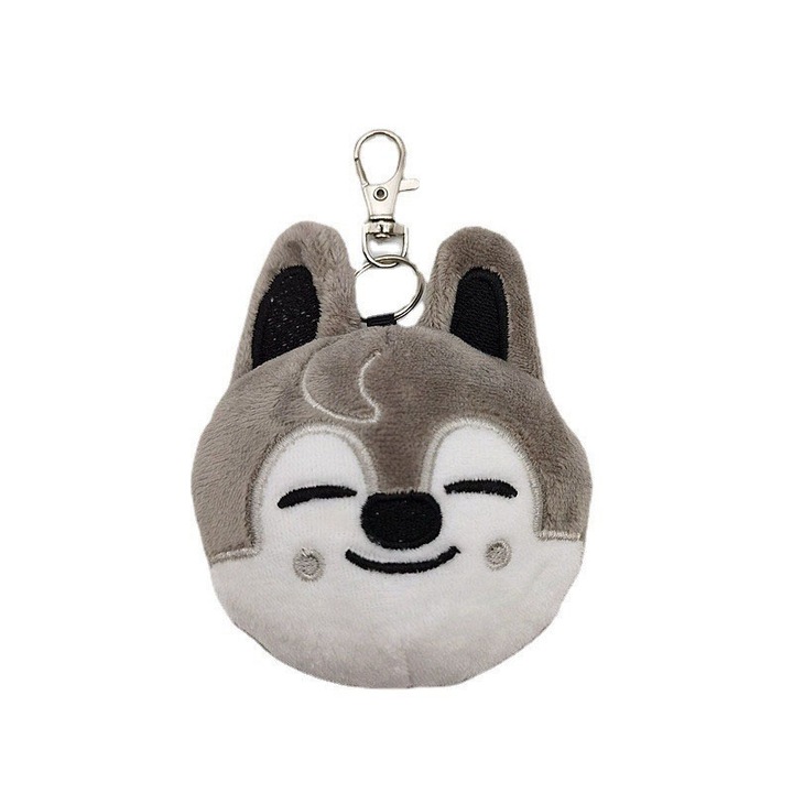 Husky plüss kulcstartó, Sunmostar, 15 cm, szürke-fehér, dekompressziós játék