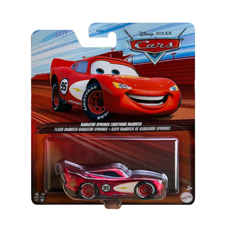 Disney Cars fém autó, Radiator Springs Lightning McQueen, 1:55, Red Metallic
