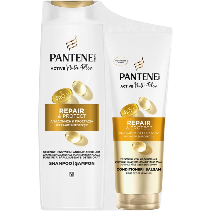 Pachet: Sampon Pantene Pro-V Repair & Protect, 400 ml + Balsam de par Pantene Pro-V Repair & Protect pentru par fragil si uscat 275 ml