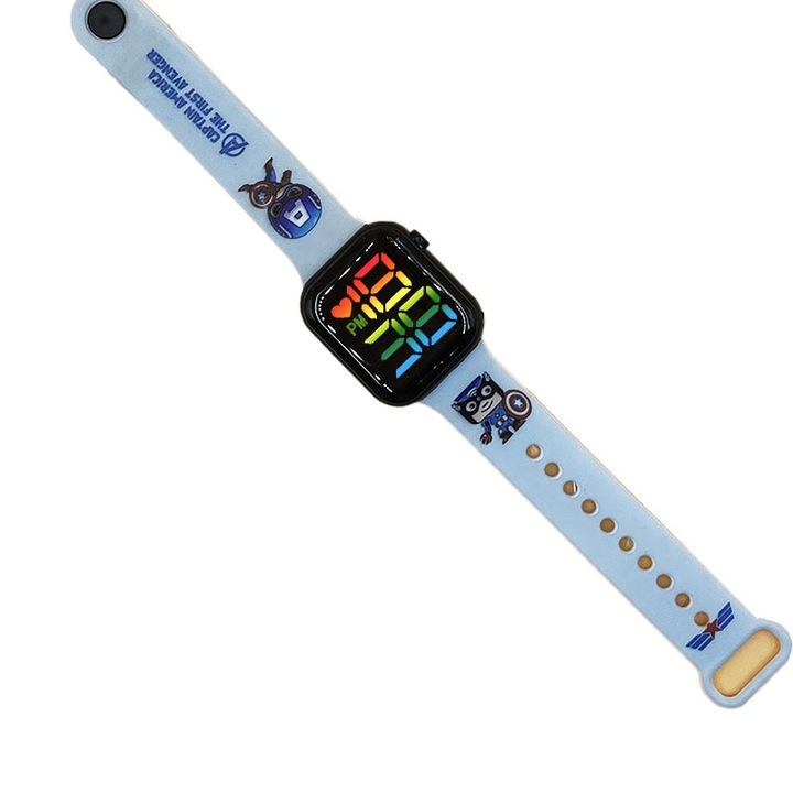 Ceas digital pentru copii, albastru, curea moale, 15-25cm, multifunctional