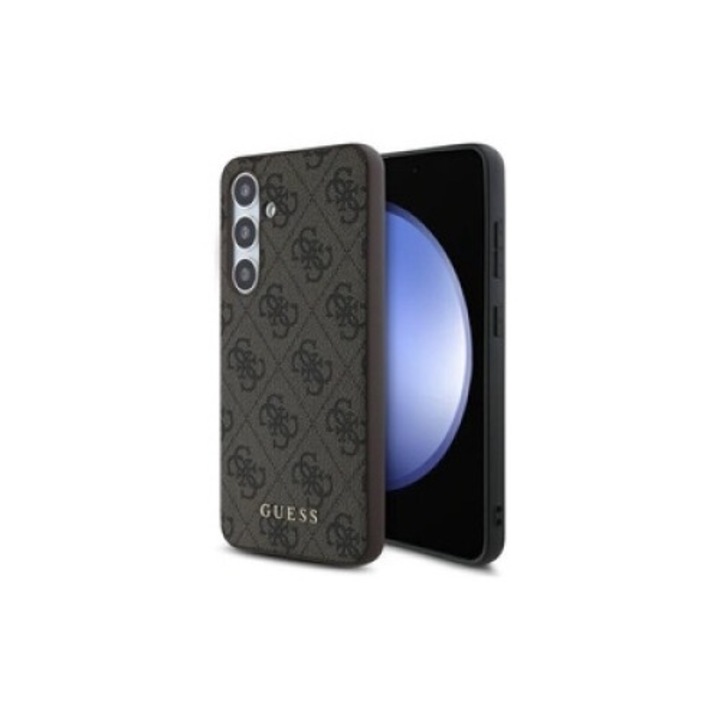 Калъф за телефон Guess, за Samsung Galaxy S24 FE, естествена кожа, цвят кафяв, размери 110x215x25мм