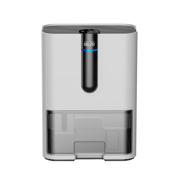Dezumidificator, capacitate de dezumidificare 1L/zi, silentios, ecran digital, capacitate mare 2L, 232x137x320mm, alb