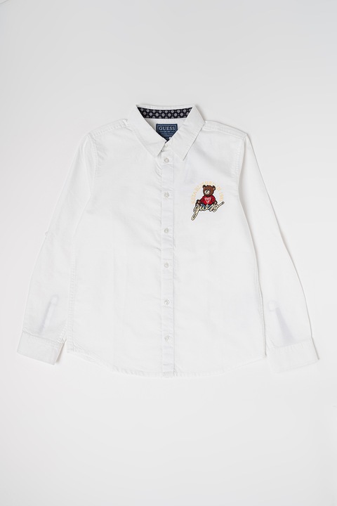 GUESS KIDS, Camasa de bumbac cu maneci lungi, Alb/Maro/Galben pai