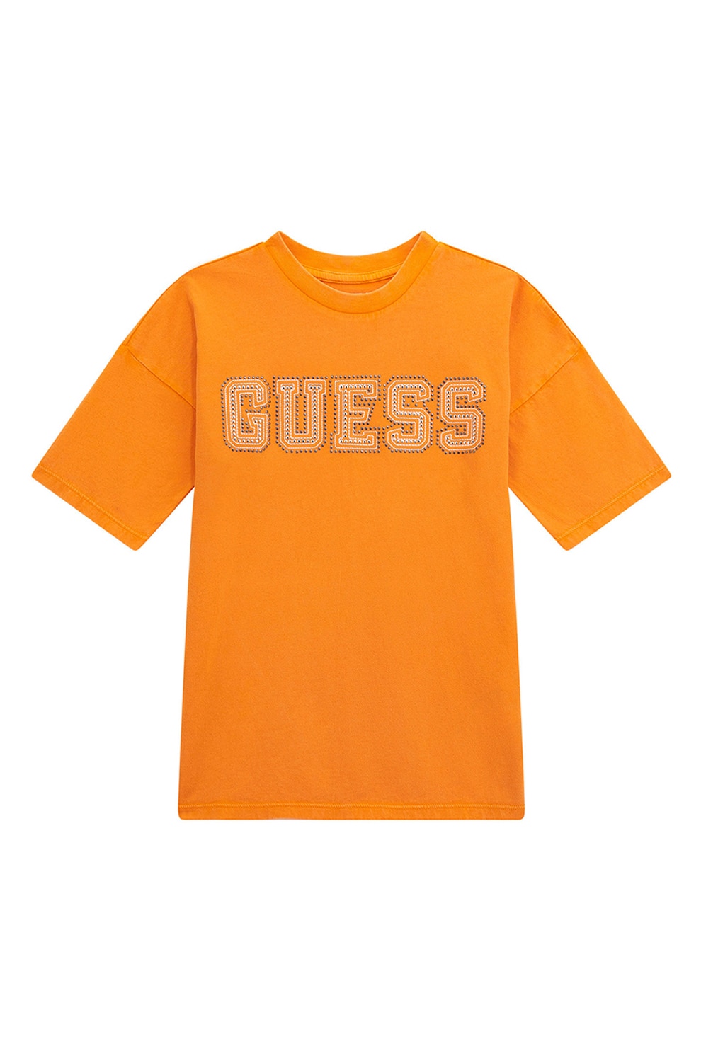 GUESS KIDS, Tricou cu logo si decolteu la baza gatului, Portocaliu, 147-157 CM