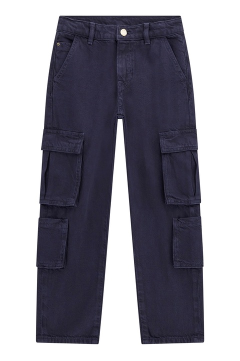 Guess Kids, Blugi cargo din amestec de lyocell cu talie inalta, Bleumarin, 124-130 CM