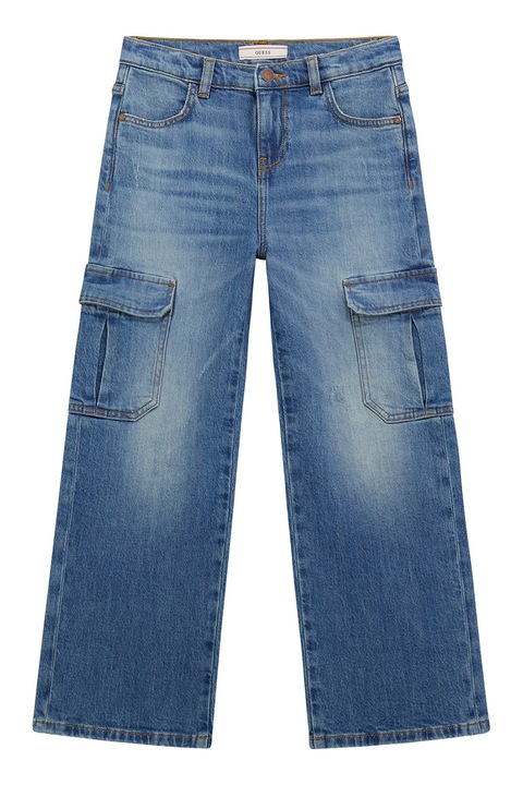 Guess Kids, Straight fit cargo farmernadrág, Kék