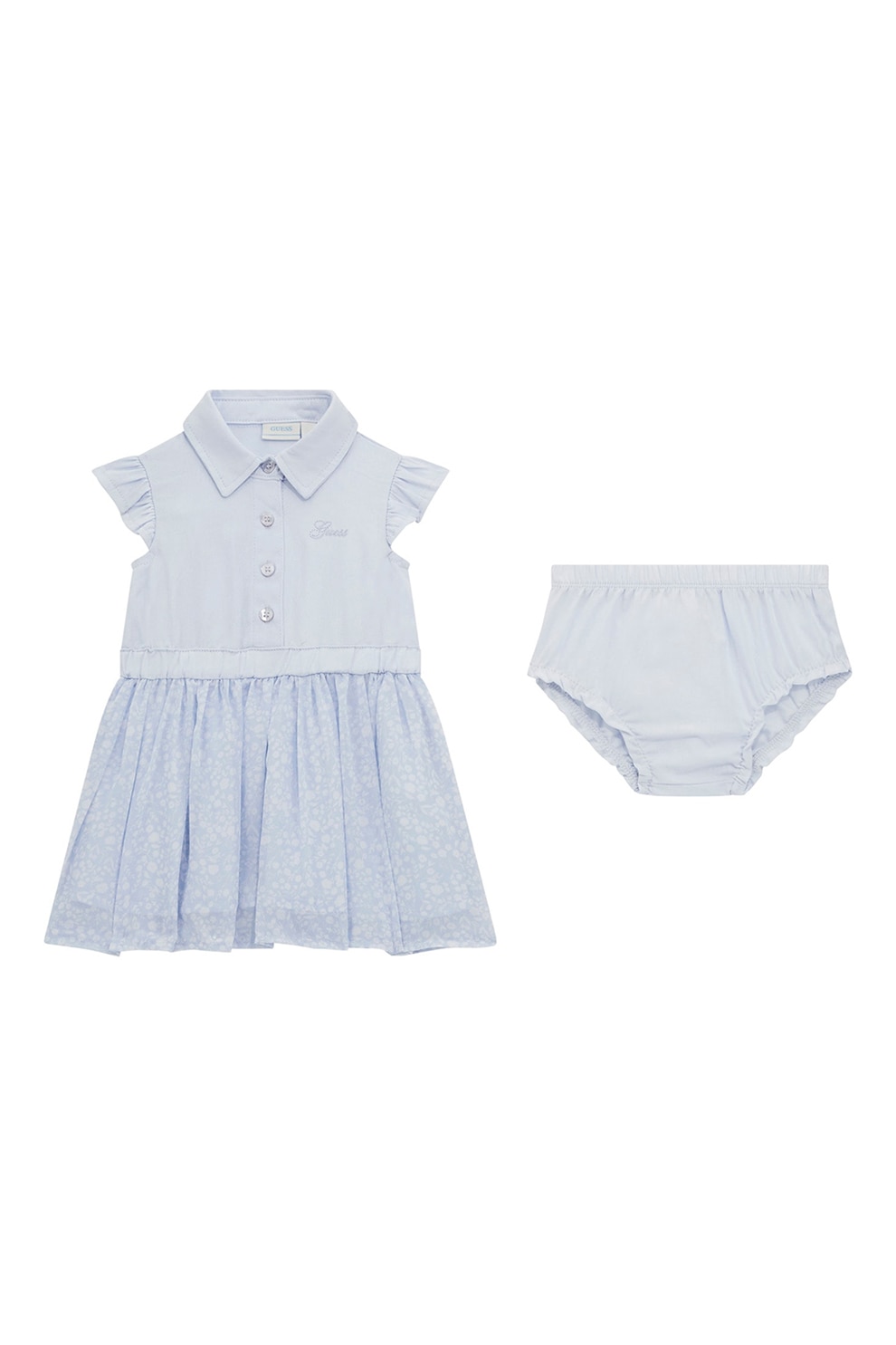 GUESS KIDS, Set de chiloti si rochie evazata din bumbac - 2 Piese, Albastru deschis, 68-76 CM
