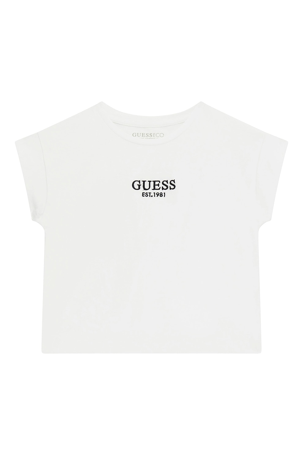 GUESS KIDS, Tricou cu decolteu la baza gatului si logo, Negru, Alb optic, 152-158 CM