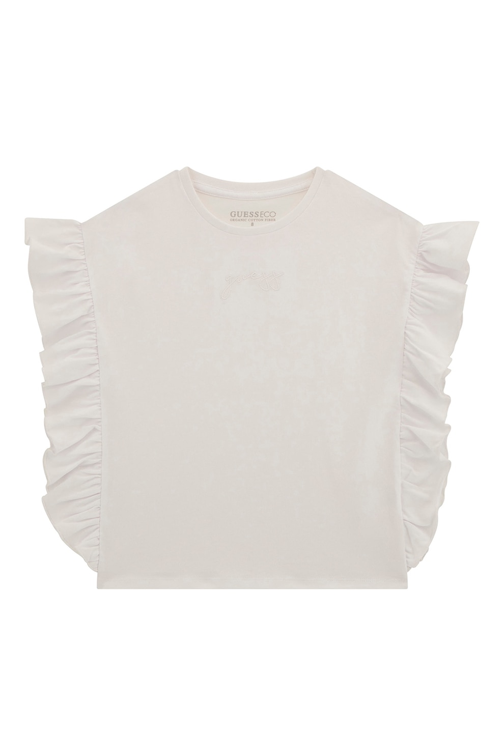 GUESS KIDS, Tricou din bumbac cu volane, Alb, 140-146 CM