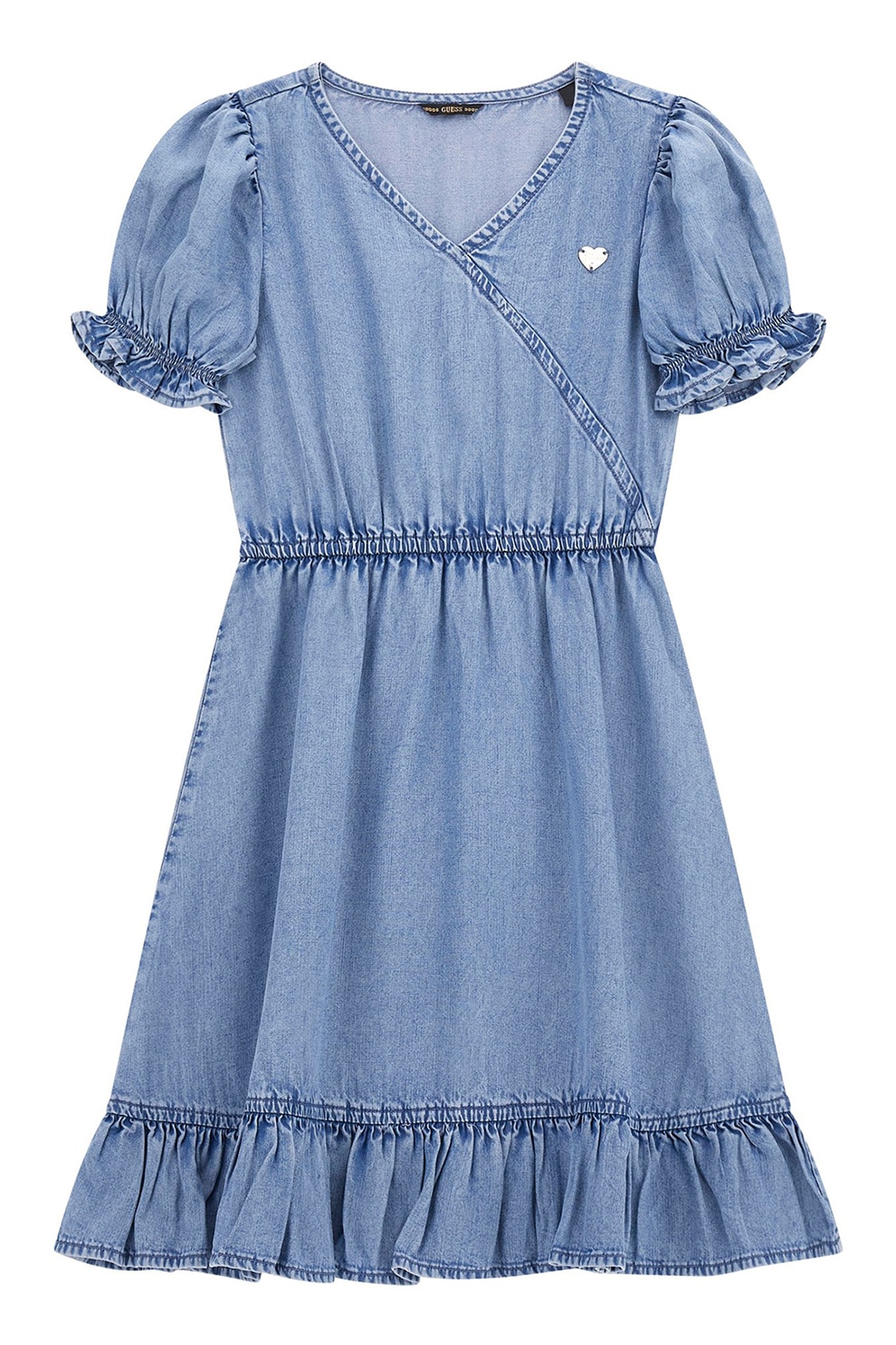 Guess Kids, Rochie din amestec de lyocell cu croiala A, Albastru lavanda, 135-139 CM