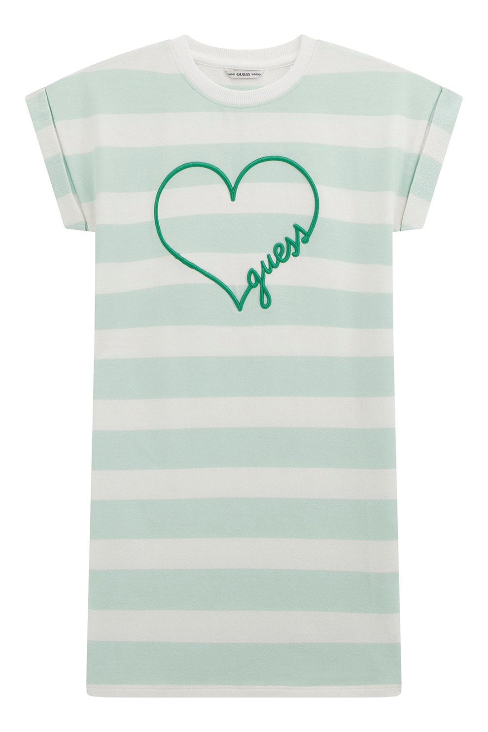 Guess Kids, Rochie-tricou cu dungi, Bej, Verde pal, 140-146 CM