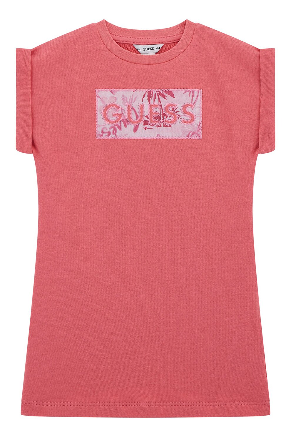 Guess Kids, Rochie-tricou de bumbac, Roz zmeuriu, 98-106 CM