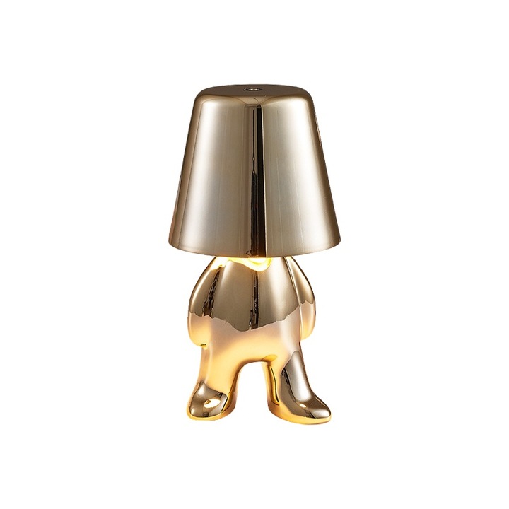 Lampa de birou LED BUDDY, reincarcabila, 3 temperaturi de culoare, aurie, 9x19cm