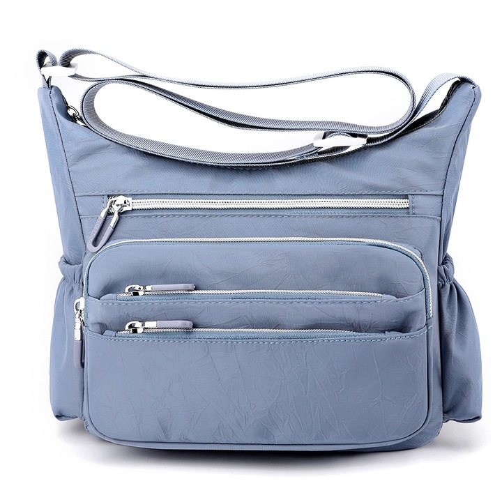 Dollcini, női kézitáska, több zsebes táska, cipzáras vintage válltáska állítható pánttal, 443402, kék