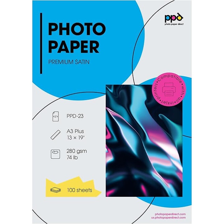 Hartie foto A3 PLUS x 100 coli, 280g/m2, suprafata satinata, pentru fotografii de calitate profesionala