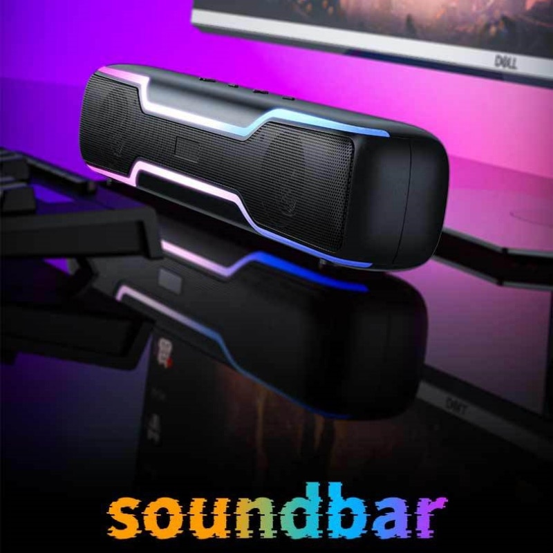 Difuzor de bar, Bluetooth 5.3, efect luminos RGB cool, baterie de capacitate mare 3000Mah, calitate a sunetului HIFI, 360° Stereo Surround, card de sunet incorporat, Plug and Play, buton multifunctional, negru