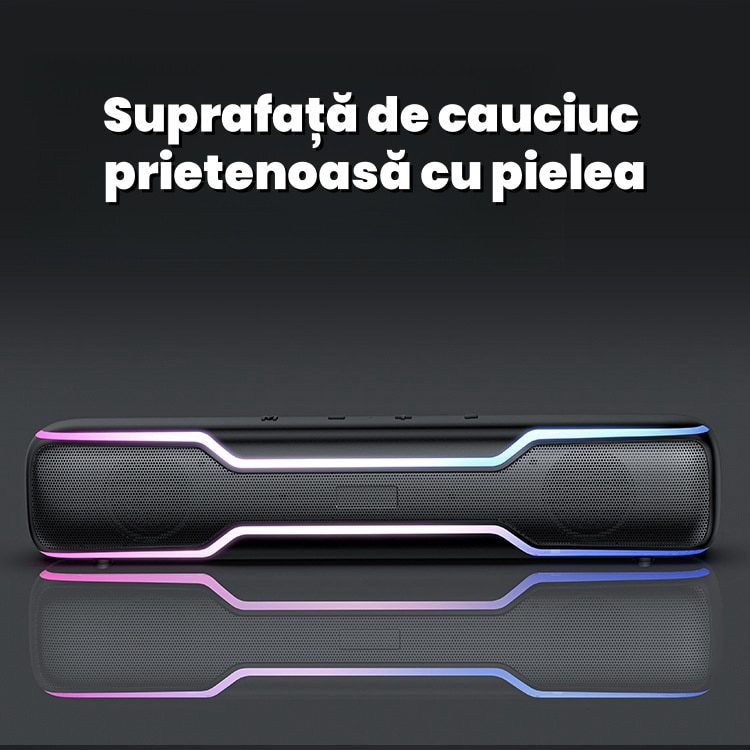 Difuzor de bar, Bluetooth 5.3, efect luminos RGB cool, baterie de capacitate mare 3000Mah, calitate a sunetului HIFI, 360° Stereo Surround, card de sunet incorporat, Plug and Play, buton multifunctional, negru