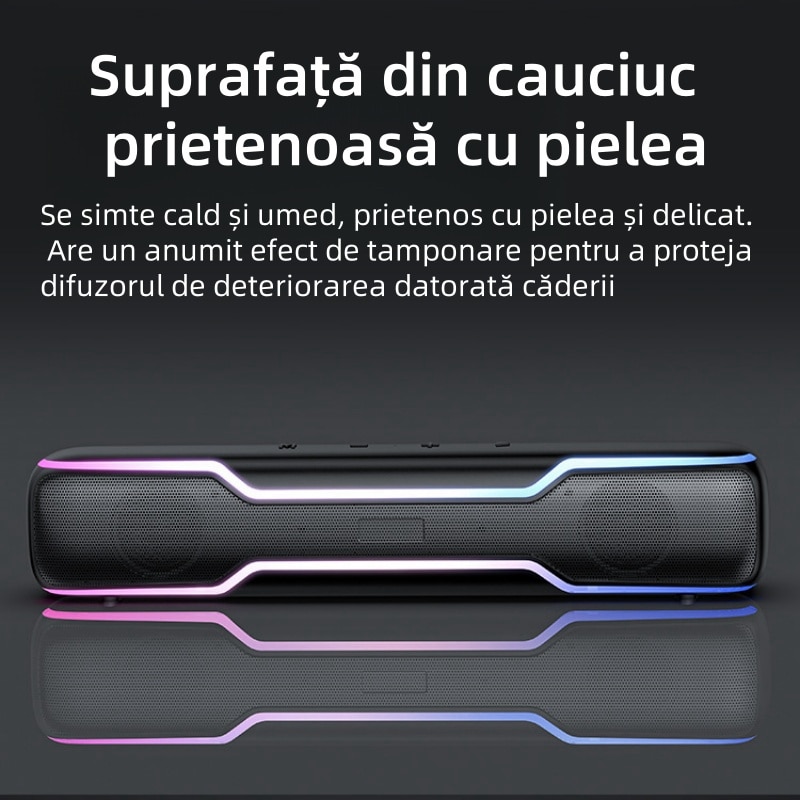 Difuzor de bar, Bluetooth 5.3, efect luminos RGB cool, baterie de capacitate mare 3000Mah, calitate a sunetului HIFI, 360° Stereo Surround, card de sunet incorporat, Plug and Play, buton multifunctional, negru