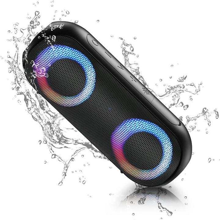 Bluetooth hangszóró, NOTABRICK, RGB világítással, 30 W, vízálló, IPX7, fekete