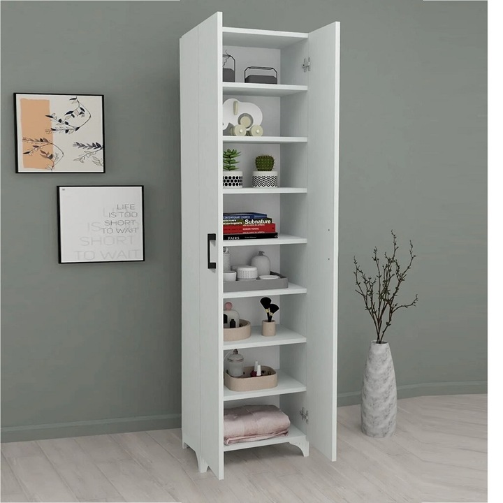 Dulap cu 8 rafturi culoare alb 185x49x32 cm