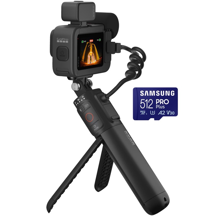 Camera video sport GoPro Hero13 Creator Edition cu 512GB, 5.3K, Wi-Fi, Black (include Volta, Light Mod, Media Mod, geanta de voiaj)