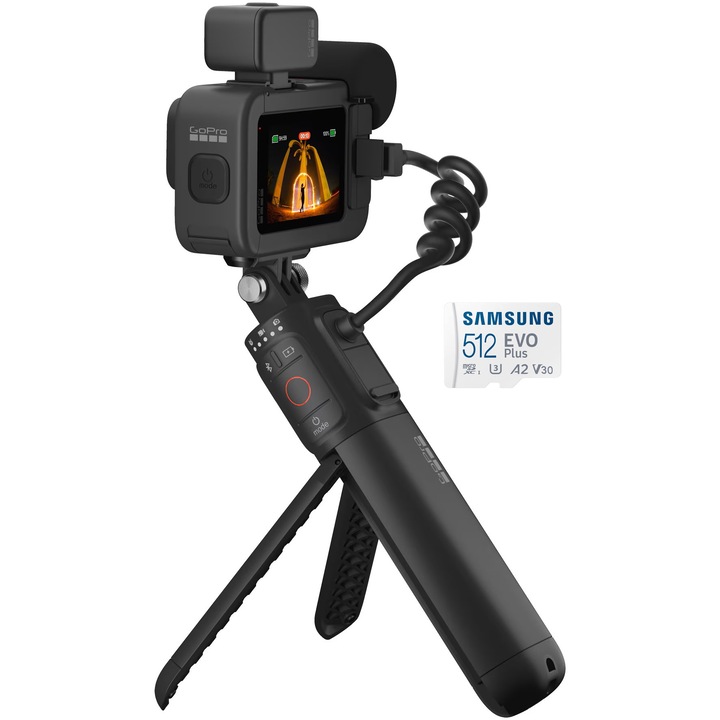 Спортна видеокамера GoPro Hero13 Creator Edition с 512GB, 5.3K, Wi-Fi, черна (включва Volta, Light Mod, Media Mod, пътна чанта)