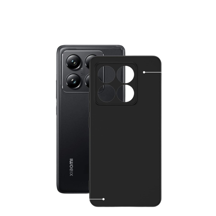 Silicone Jelly G-Tech Liquid Case, съвместим с Xiaomi 14, тънък, защита на камерата, микрофибър, високотехнологичен силикон, черен