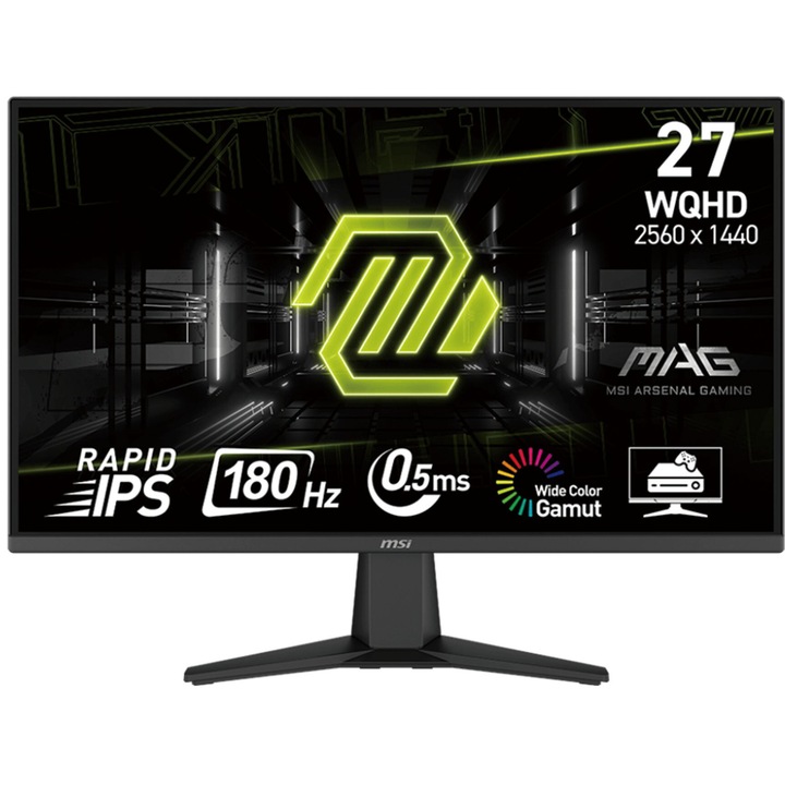 Monitor MSI MAG 275QF, 27 hüvelykes IPS, 2560 x 1440, 1 x DisplayPort 1.4, 1 x audiokimenet, 2 x HDMI 2.0b