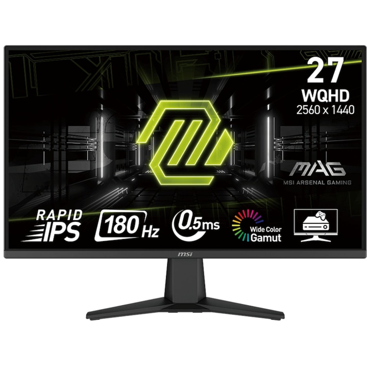 Monitor MSI MAG 275QF, 27 hüvelykes IPS, 2560 x 1440, 1 x DisplayPort 1.4, 1 x audiokimenet, 2 x HDMI 2.0b