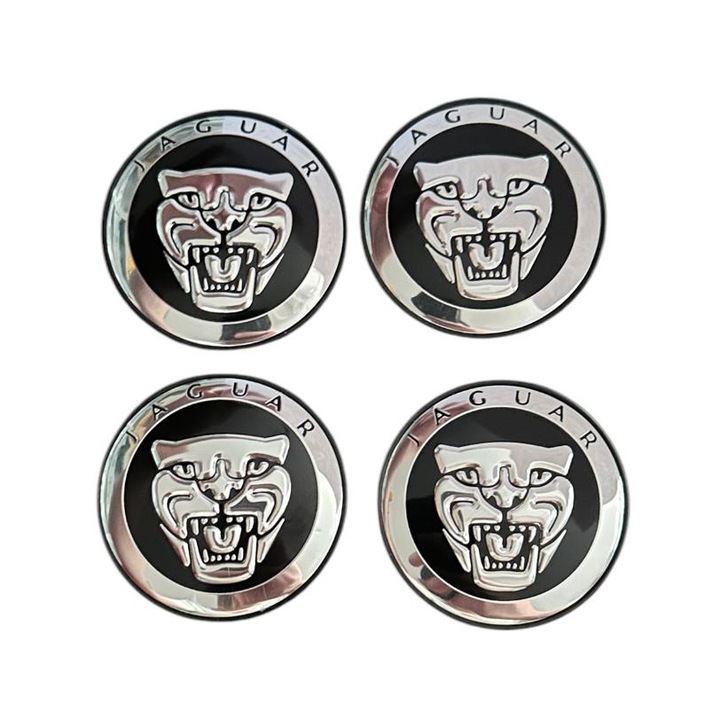 Комплект от 4 черни капачки за джанти Jaguar външни: 58 мм, вътрешни: 50 мм