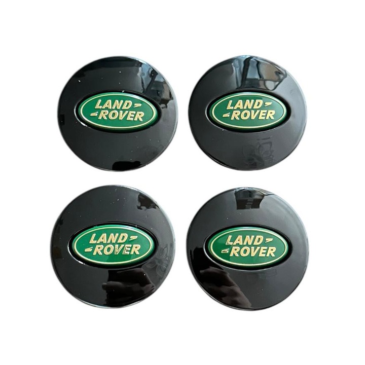 Set 4 capace jante LAND ROVER, RANGE ROVER, 62-63mm, Negru Verde Gold