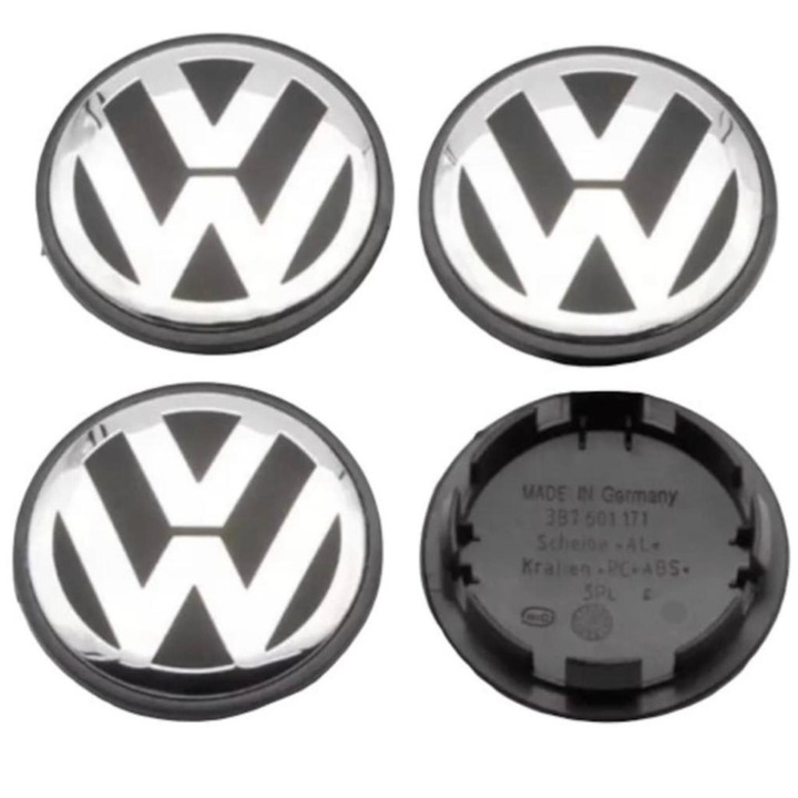 4db Volkswagen kerékburkolat készlet, könnyűfém keréktárcsákhoz, belső 56mm külső 65mm 3B7601171