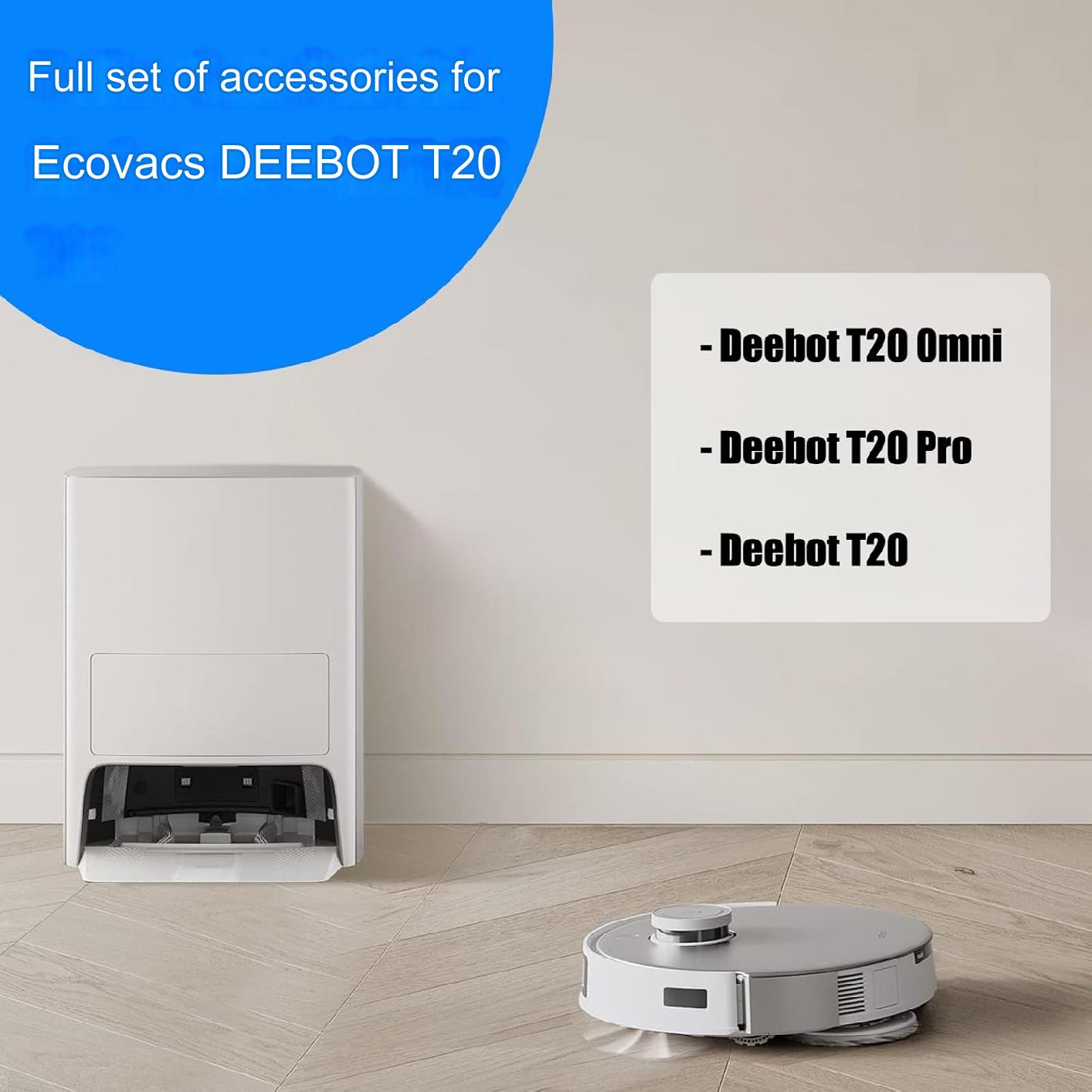 Set accesorii pentru aspirator compatibile Ecovacs Deebot T20 Omni / T20 e Omni, cu 4 buc filtru, perie tambur 1 buc, perie laterala 4 buc, mop de microfibra 4 buc, saci aspirator 6 buc, accesorii de curatare
