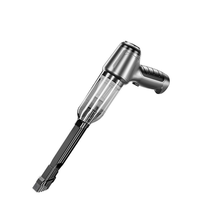 ZYPHER 4 in 1 Pro hordozható kézi porszívó, szívás, fújás, ürítés, felfújás, 2 sebességfokozat, nedves és száraz szívás, vezeték nélküli, 7 tartozék + fedél, szívóteljesítmény 32 kPa, 35500 ford./perc, autóra és otthonra, 4000 mAh, USB-C, szürke