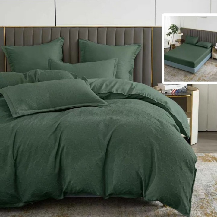 Barokk természet dupla ágynemű, polipamut, 6 db, lepedő gumival 180x200cm, Speciális ágynemű, zöld