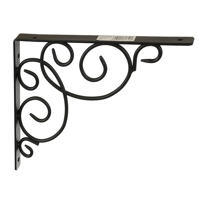 Suport raft, fier forjat, 230 x 200 x 20 mm, negru