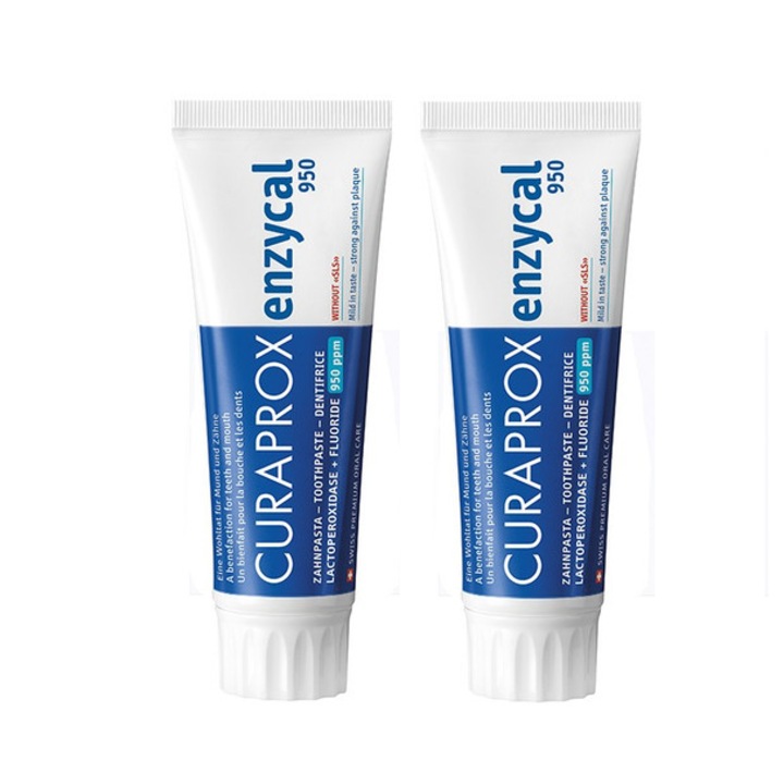 Комплект, 2x паста за зъби Curaprox Enzycal 950, 75 мл